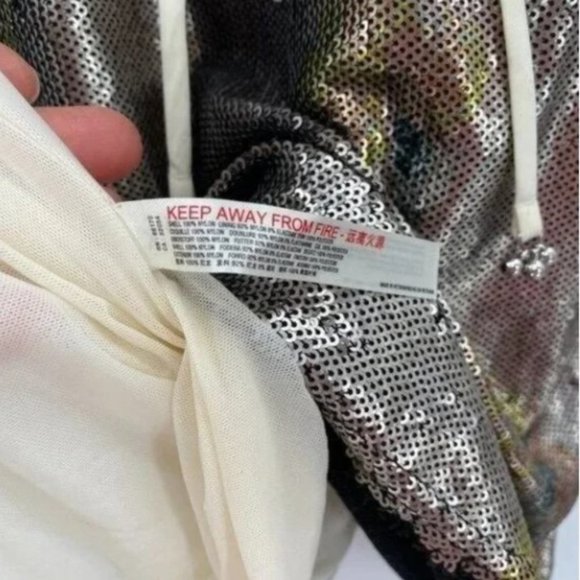 Like New! Free People Sz S Double Take Floral Printed Sequin Slip Mini Dress - Picture 5 of 10